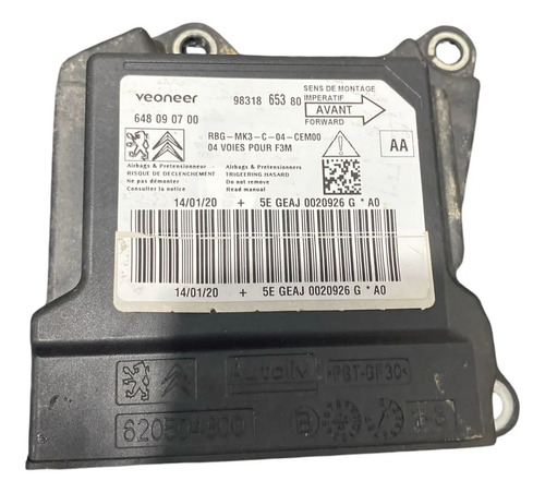 Modulo Airbag Citroen C4 Cactos 9831865380 2019/2022 - Imagem 2