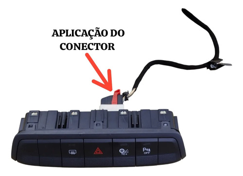 Plug Conector Comando Pisca Alerta Fiat Strada 2021 A 2024 Preto Com Detalhe Vermelho - Imagem 2