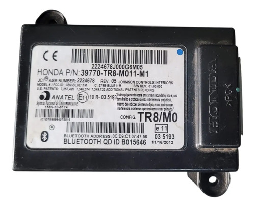 Modulo Central Bluetooth Honda Civic 12 À 16 -39770tr8m011m1