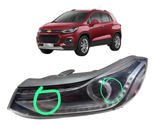 Farol Chevrolet Tracker 2017 A 2019 Esquerdo Eletrico C/motor, Led E Projetor Original C/detalhe Esquerdo/motorista - Imagem 1