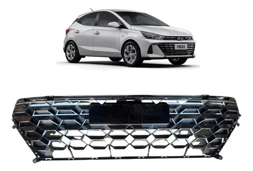 Grade Para Choque Dianteiro Hyundai Hb20 2023 A 2026  Original Preto Brilhante - Imagem 1