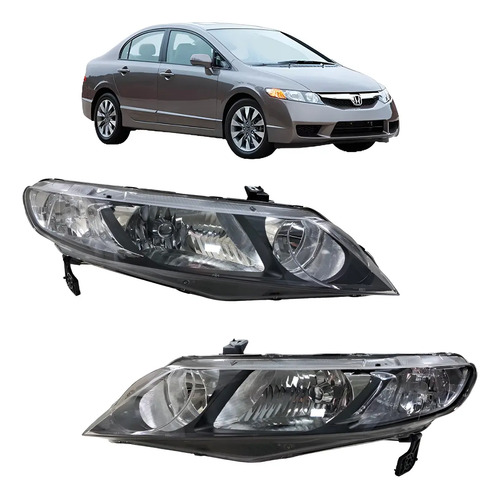 Kit Farol Dir E Esq Importado Honda Civic 2007 A 2011 Direito - Imagem 1