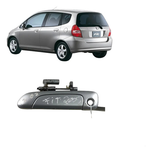 Maçaneta Ext. Dianteira Esquerda Honda Fit 2003/2008 Usada Cinza-escuro Dianteira - Imagem 1