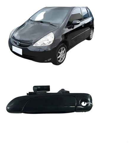 Maçaneta Externa Dianteira Esquerda Honda Fit 2003/2008 Preto Dianteira - Imagem 1