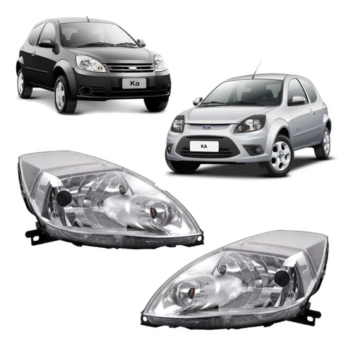 Farol Ford Ka 08/13 Cromado Esquerdo - Imagem 1