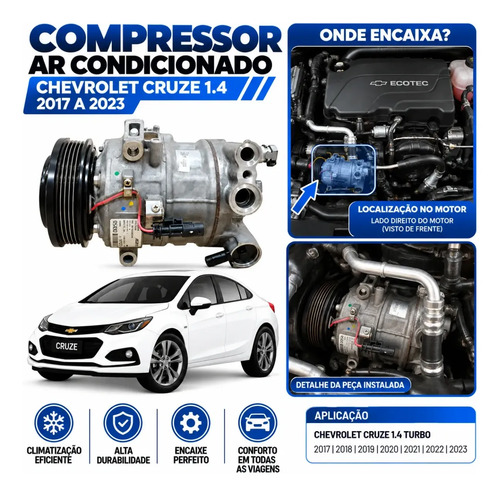 Compressor Ar Condicionado Cruze 1.4 2017 2018 A 2023 - Imagem 5