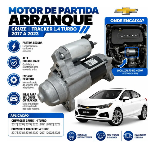 Motor Partida Arranque Cruze Tracker 1.4 Turbo 2017 A 2023 - Imagem 3