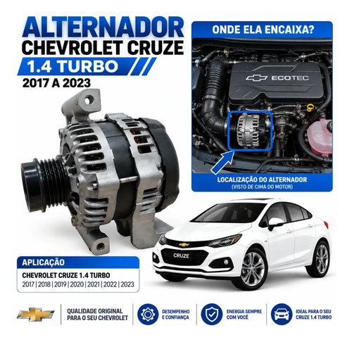 Alternador Cruze 1.4 Turbo 2017 2018 A 2023 - Imagem 5