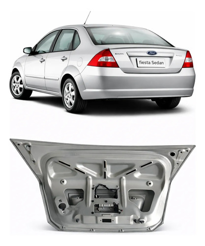 Tampa Traseira Fiesta Sedan 2003 A 2012 Original Usado Cinza - Imagem 2
