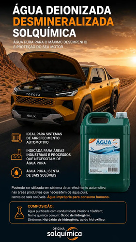 Água Deionizada Galão 5 L Desmineralizada Radiadores Bateria Verde - Imagem 9