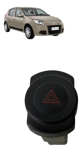 Botão Interruptor Pisca Alerta Renault Sandero Logan 2007 13 Preto