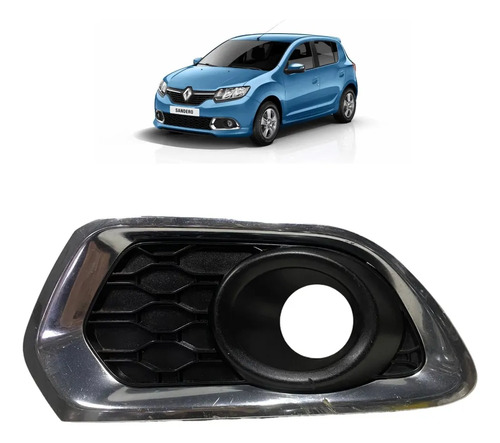 Moldura Farol Milha Esquerdo Renault Sandero 2015 2019 Oem Preto Esquerdo