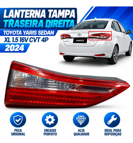 Lanterna Tampa Traseira Direita Toyota Yaris Sedan Xl 2024 Direito/passageiro Vermelho - Imagem 3