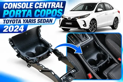 Console Central Porta Copos Toyota Yaris Sedan 2024 Preto - Imagem 5