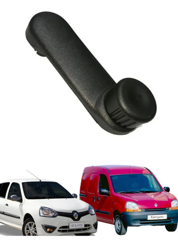 Manivela Abrir Vidro Porta Clio Kangoo Logan Sandero Preto