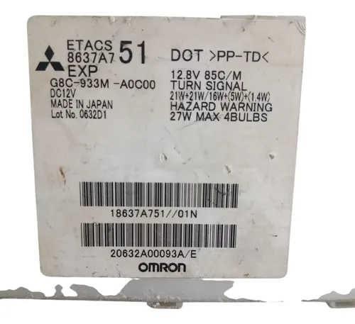 Módulo Controle Etacs Mitsubishi L200 Triton 8637a751 Orig - Imagem 9