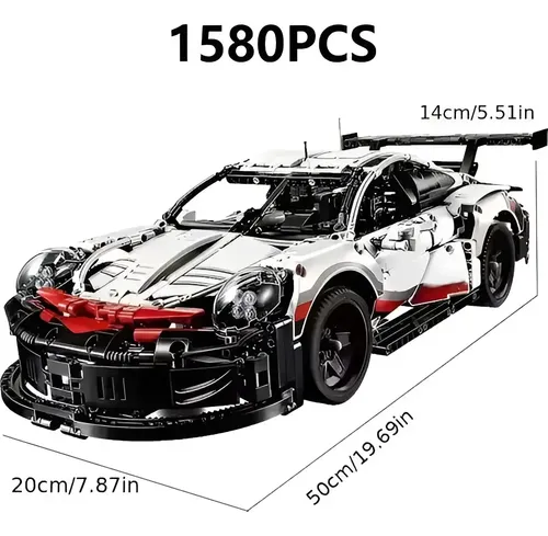 Carro Porsche 911 Rsr Blocos De Montar 1580 Peças Brinquedo Para Crianças E Adultos - Imagem 3