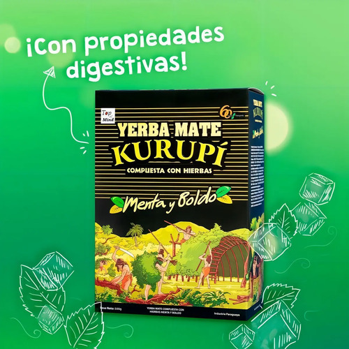 Erva Terere Kurupí Menta E Boldo 500g  Original Paraguaia - Imagem 2