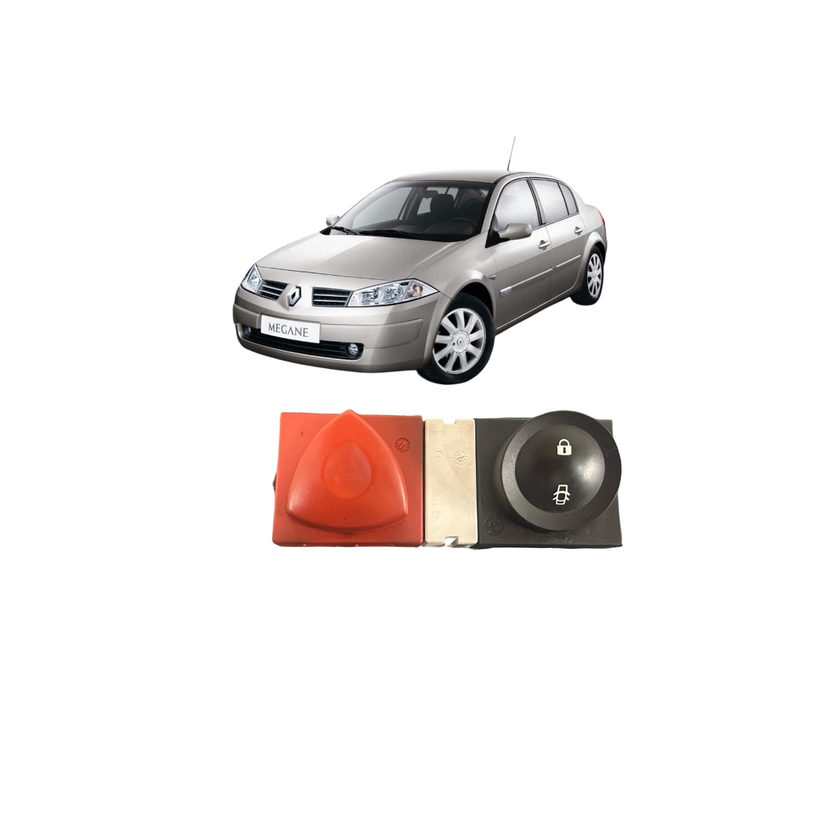 Botão Alerta Trava Porta Renault Megane 2007 2011 Original - Imagem 1