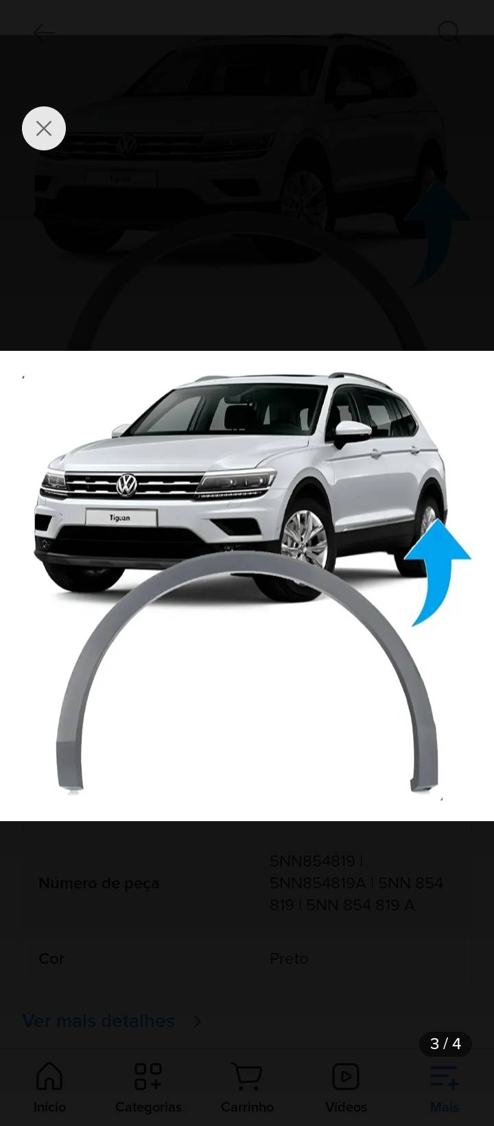 Friso Traseiro Volkswagen Tiguan 2018 Esquerdo