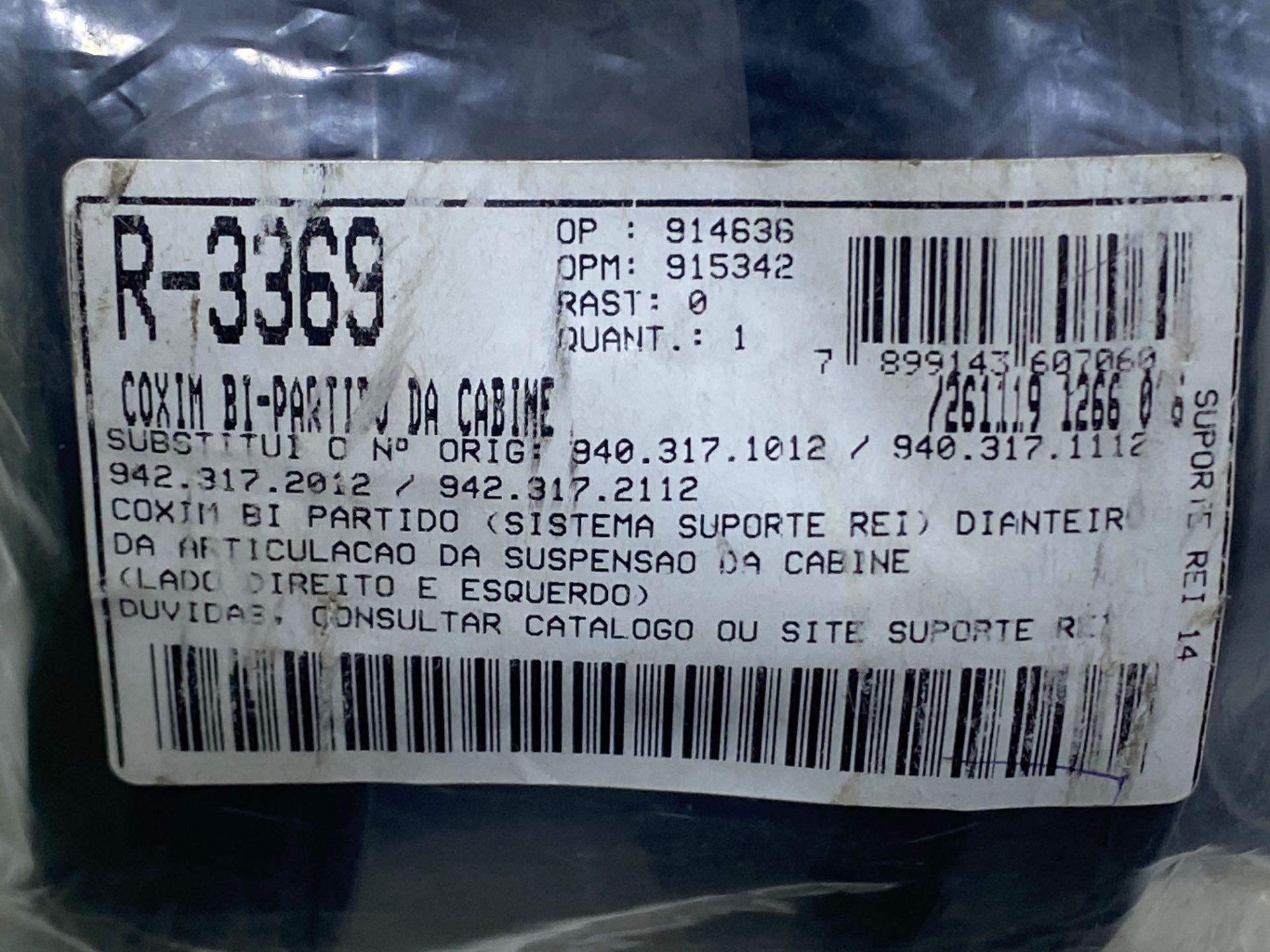 Coxim Bipartido Dianteiro Da Cabine R-3369 Novo - Imagem 2
