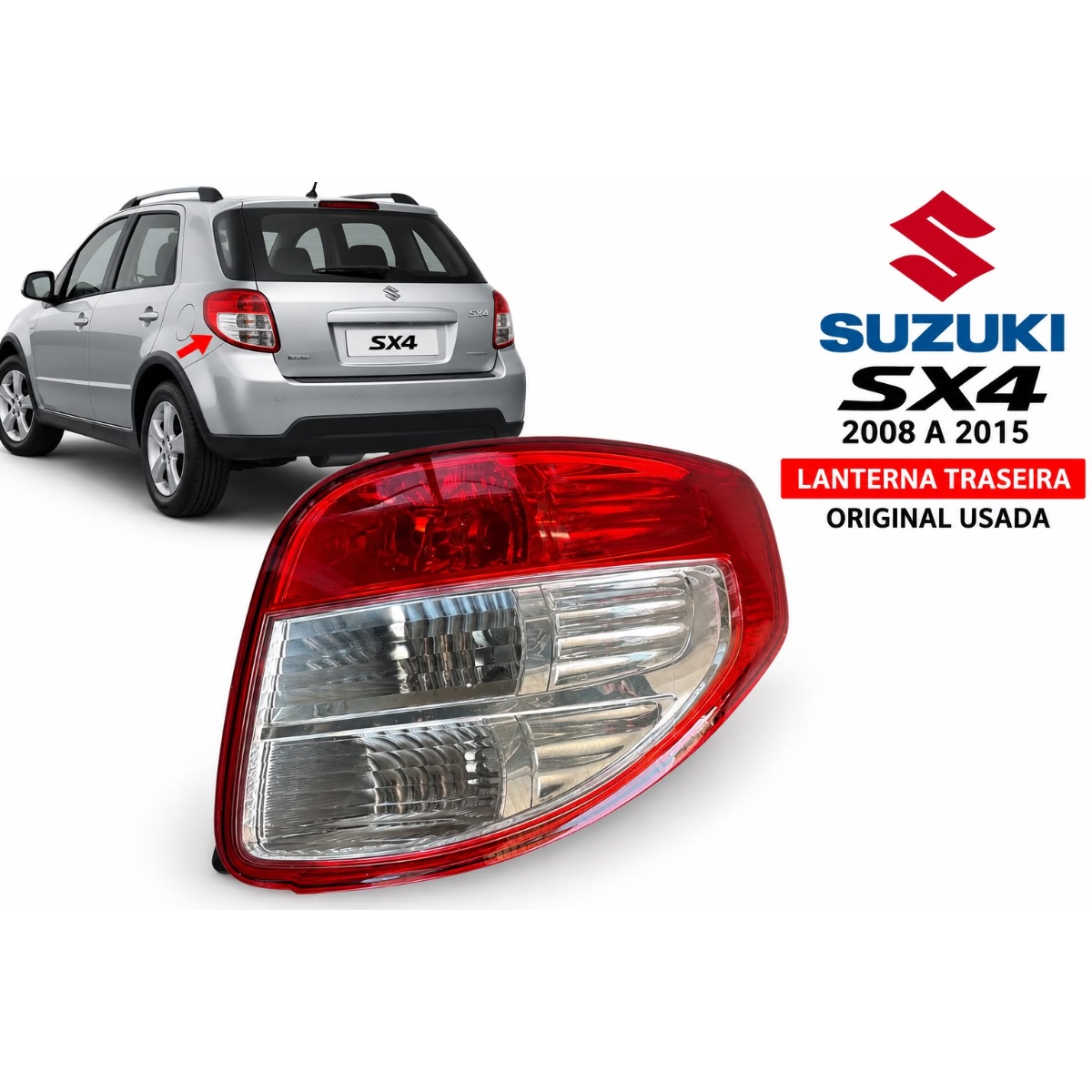 Lanterna Suzuki Sx4 2008 A 2015 Lado Direito Direito/passageiro Vermelho/transparente