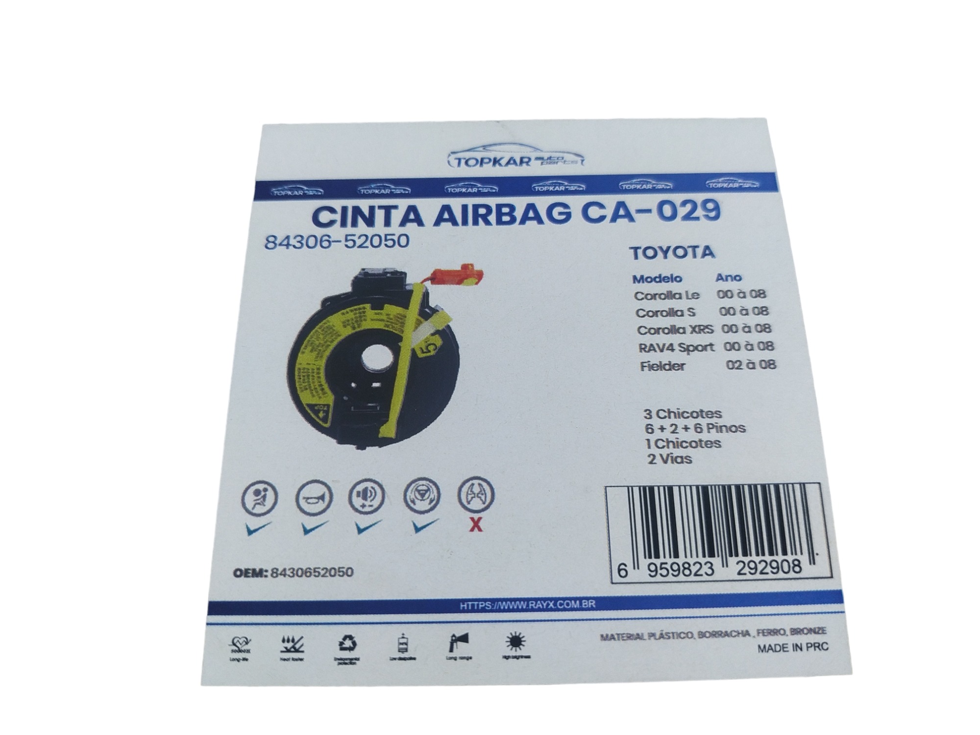 Cinta Fita Airbag Buzina Corolla Fielder 2000 A 2008 Nova Am - Imagem 4
