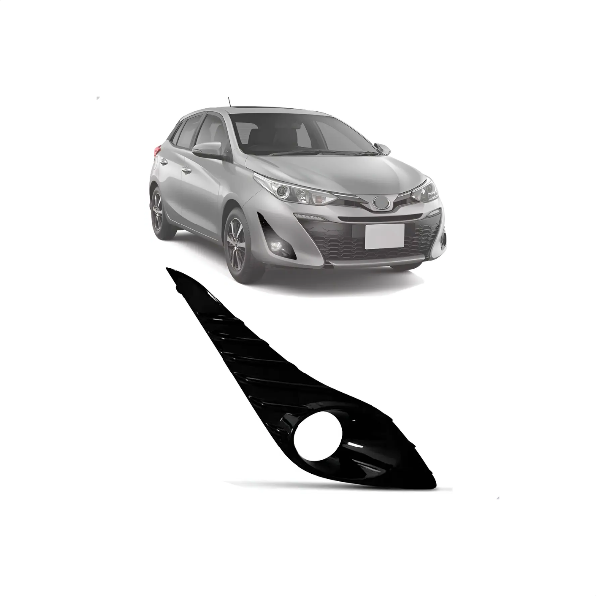 MOLDURA FAROL DE MILHA YARIS 2018/2023 BLACK PIANO NV.