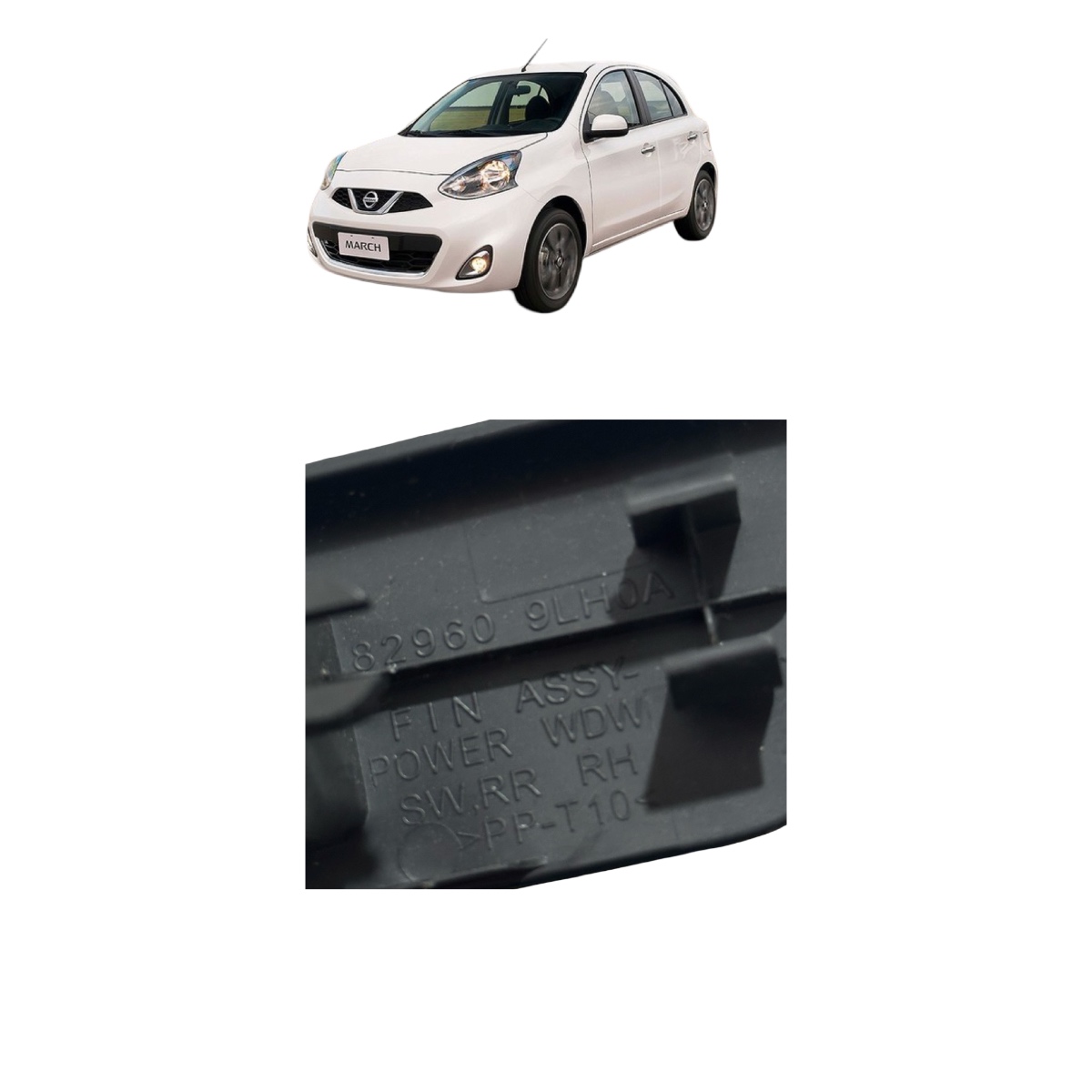 Moldura Botão Vidro Tras. Direita Nissan March 2013 A 2019 - Imagem 3