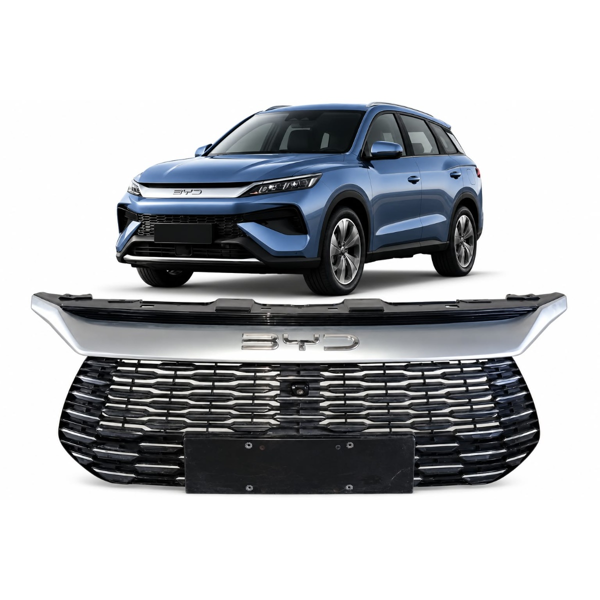 Grade Cromada Song Pro Byd 2024 2025 2026 Com Detalhe Prata Cromado