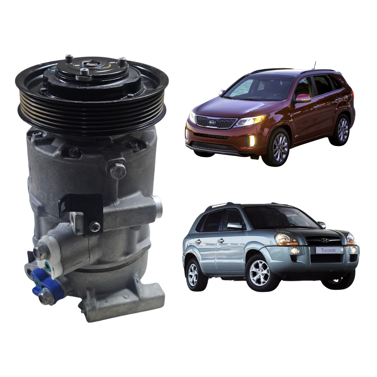 COMPRESSOR AR CONDICIONADO SORENTO/TUCSON 2010/2015 DV16 IN.